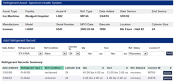 Refrigerant Gas Reporting and Management - EPA compliance tool